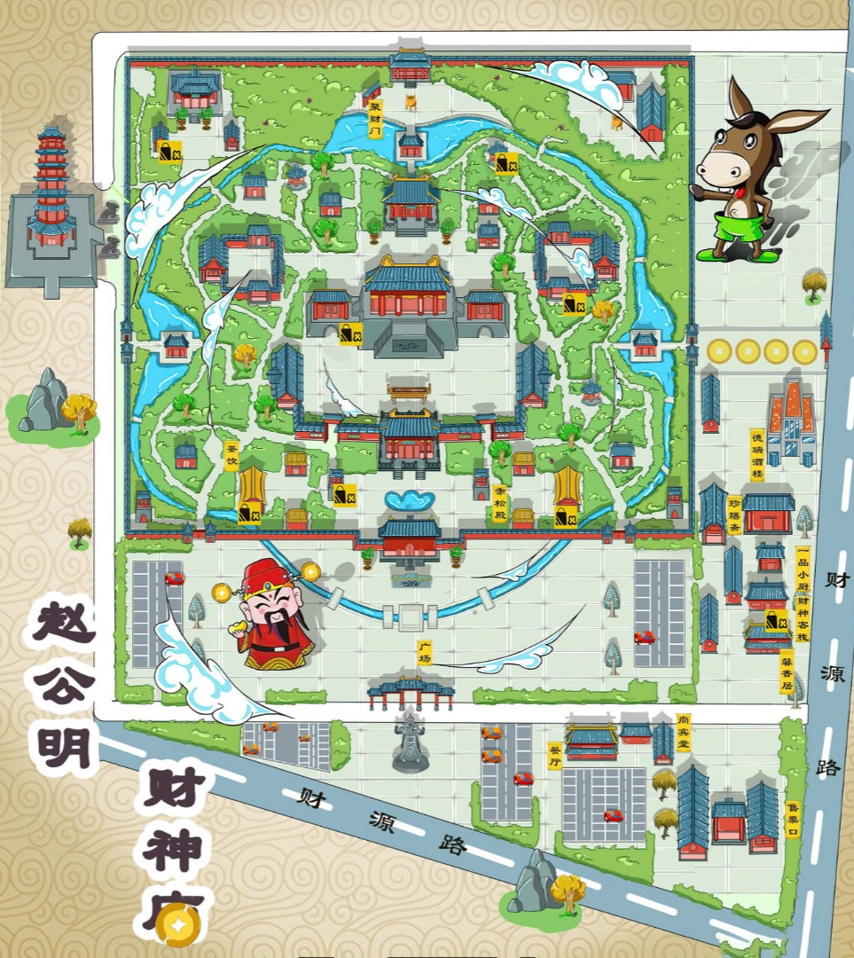 长春寺庙类手绘地图